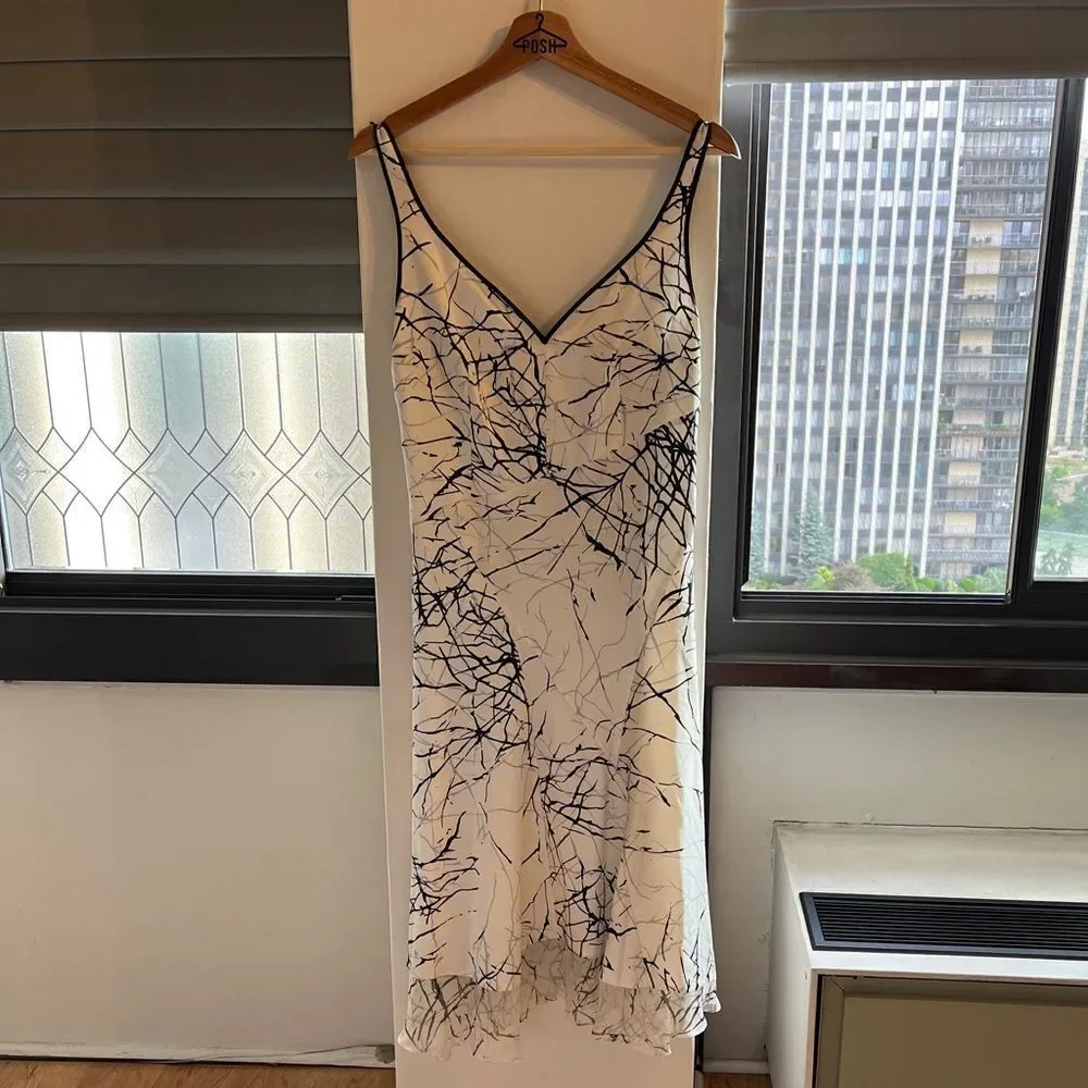 Elie Tahari Seldana Abstract-Print 100% Silk Slip Dress US 4 - Picture 2 of 9